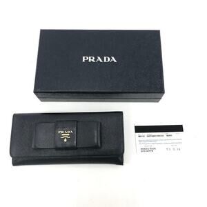 PRADA Saffiano Ribbon Long Wallet with Box and Guarantee Card - F167